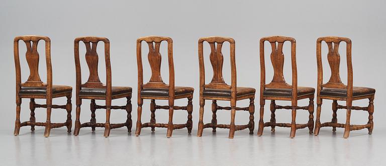 A set of six late Baroque chairs by A. Thunberg (master 1768).