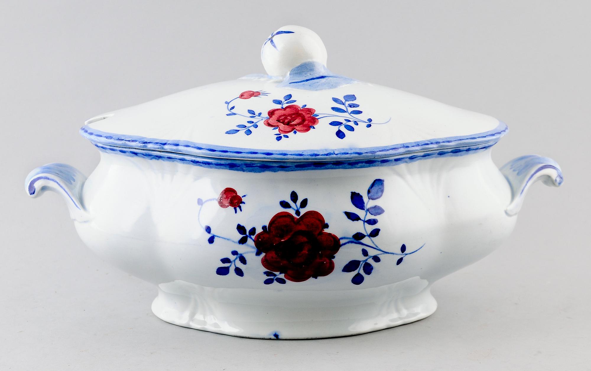 TERRIN MED LOCK, porslin, Rörstrand, sekelskiftet 1900.