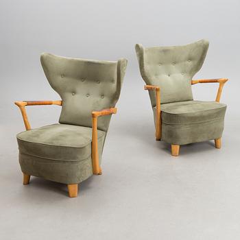 A pair of late 1940s armchairs, presumably designed by Runar Engblom.