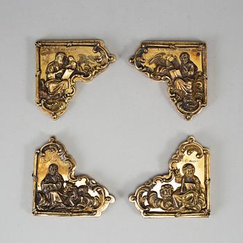 Russian silver-gilt mounts from bible, mark of Dmitrij Andrejew, St Petersburg 1835-1860.