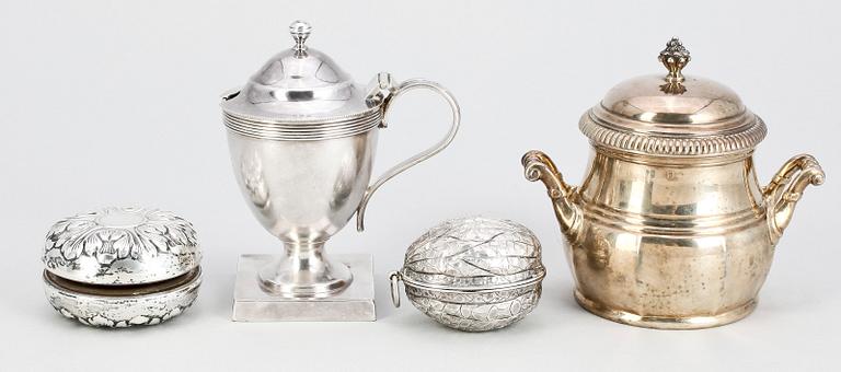 PARTI SILVER, 3 delar, bla Frankrike, England 1800/1900-tal. Totalvikt ca 353 gr.