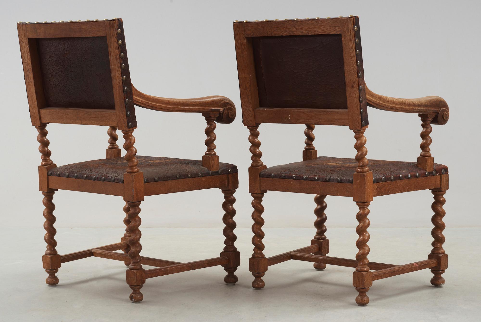 KARMSTOLAR, ett par, barockstil, 1900-talets början.