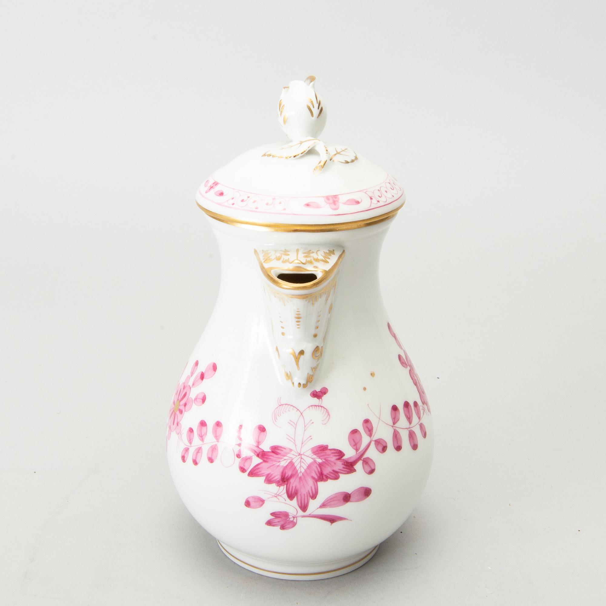 SERVISDELAR, porslin, 6 delar, Meissen, "Indische malerei", 1900-talets andra hälft.