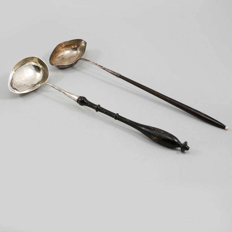 SOPPSLEVAR, 2 st, silver, Johan Leffler, Falun, 1796 och okänd mästare, Sverige, 1800-tal.