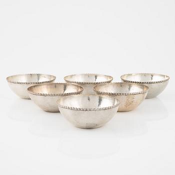 Sköljskålar, 6 st, silver, K. Anderson, Stockholm 1918.