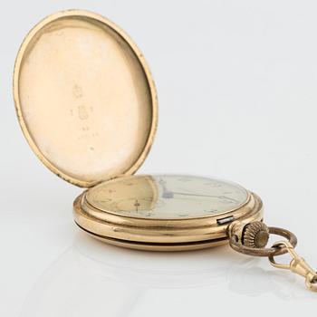 Pocket watch, 14K, "Engström Stockholm", 14/18K gold chain, hunter, 51.5 mm.