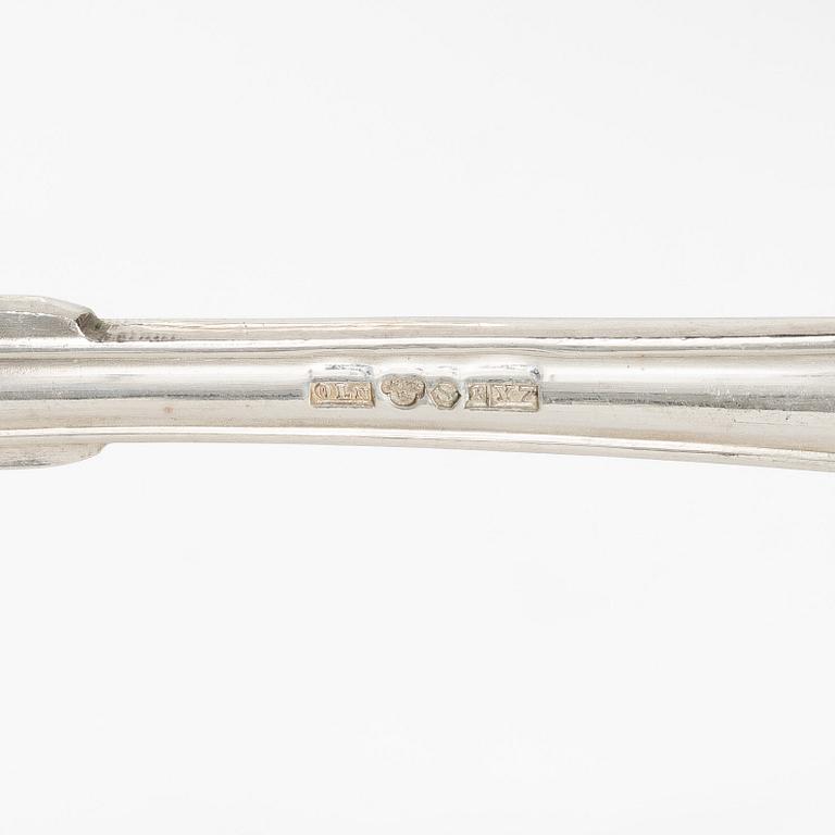 24 pieces of silver spoons, Swedish pointy model, by Otto Larsson, Landskrona, Sweden, 1925.