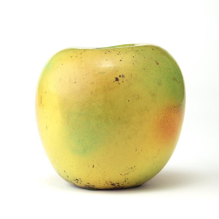 Hans Hedberg, A Hans Hedberg faience sculpture of an apple, Biot, France.