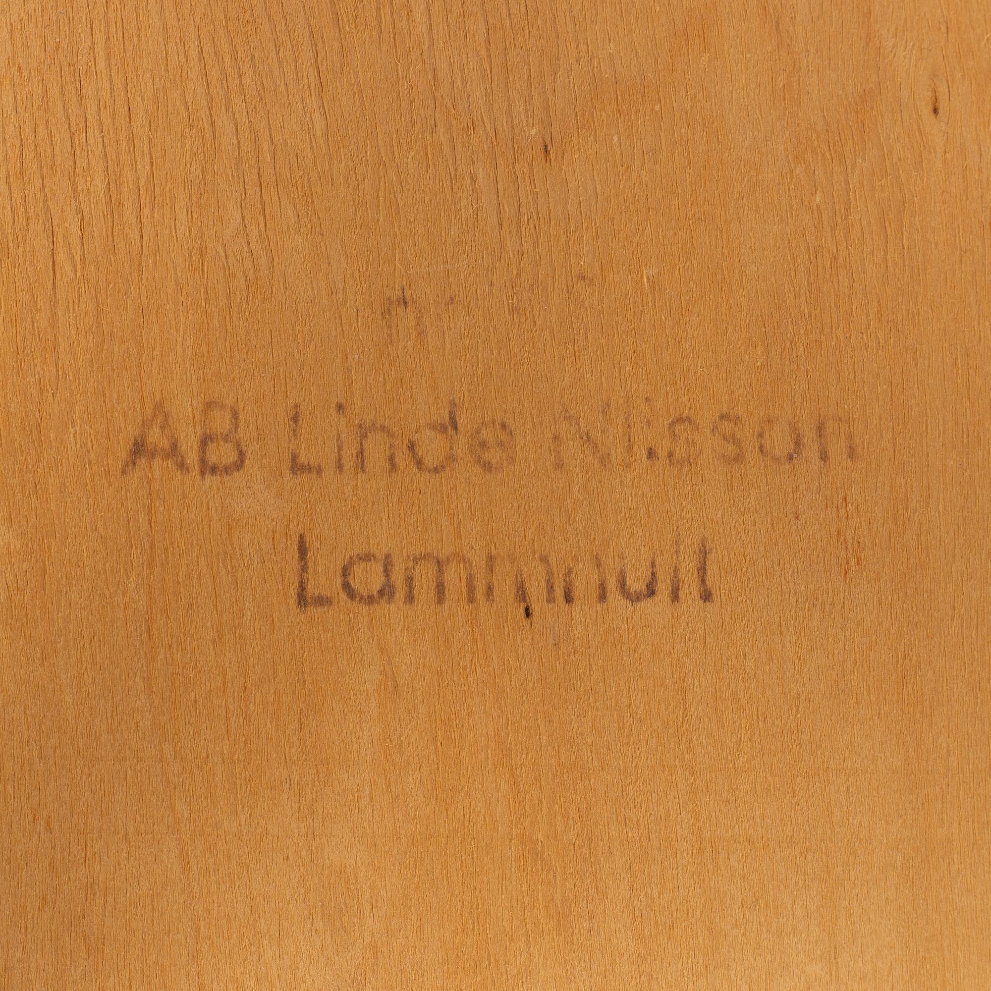 Matbord och stolar, 8 st, A.B. Linde Nilsson Lammhult, 1960-tal.