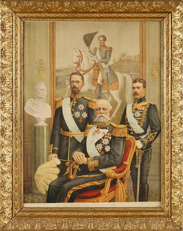 TAVLOR, 2 st, porträtt av regenter, 1800-/1900-tal.