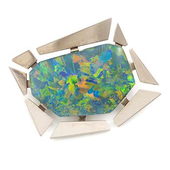 642. Rey Urban, a brooch, 18K white gold and opal, Stockholm 1975.