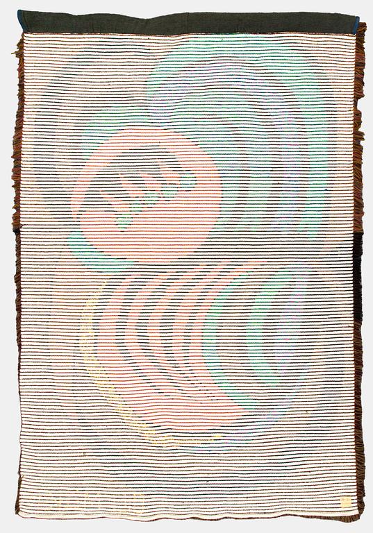 Oili Mäki, ryijy, todennäköisesti uniikki, signeerattu Oili Mäki. Noin 215 x 245 cm.