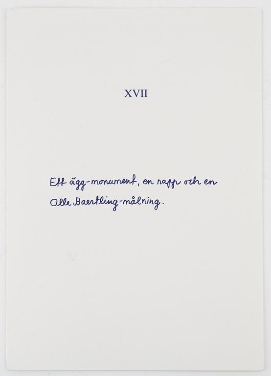 Marie-Louise Ekman, "Ett ägg-monument, en napp och en Olle Baertling-målning".