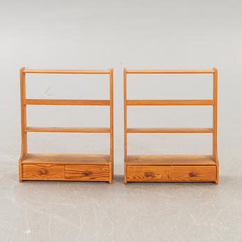 A pair of 1950s pine wall shelves possibly Carl Malmsten.