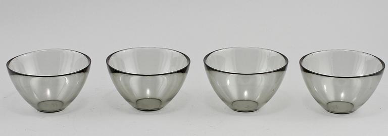 SKÅLAR 7 st, glas "Fuga", Sven Palmqvist för Orrefors. 1900-talets mitt.