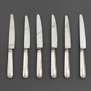 AI Björkman, matknivar, 6 st, silver, Gammal Fransk,  Stockholm 1829.