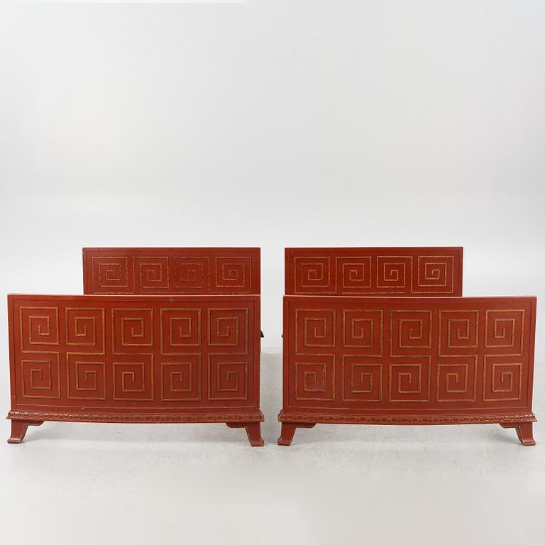Axel Einar Hjorth, a pair of "Åbo" bed frames, Nordiska Kompaniet, Swedish Grace, 1920s-30s.