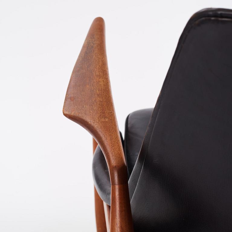 Ib Kofod-Larsen, Ib Kofod Larsen, a "Sälen" teak and black leather  chair, Olof Perssons Fåtöljindustri (OPE), Jönköping.