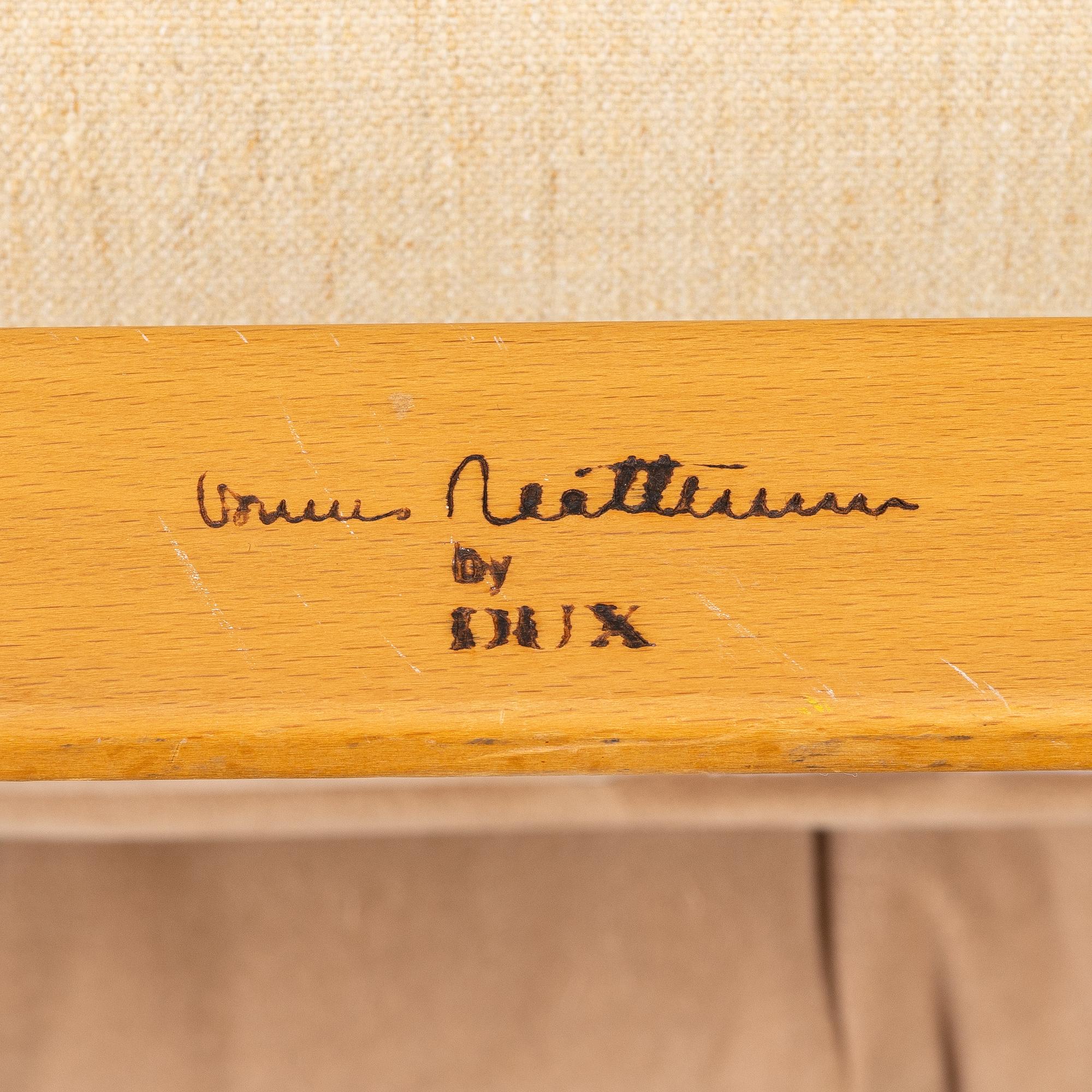 Bruno Mathsson, fåtöljer, ett par, med en fotpall, "Pernilla", DUX.