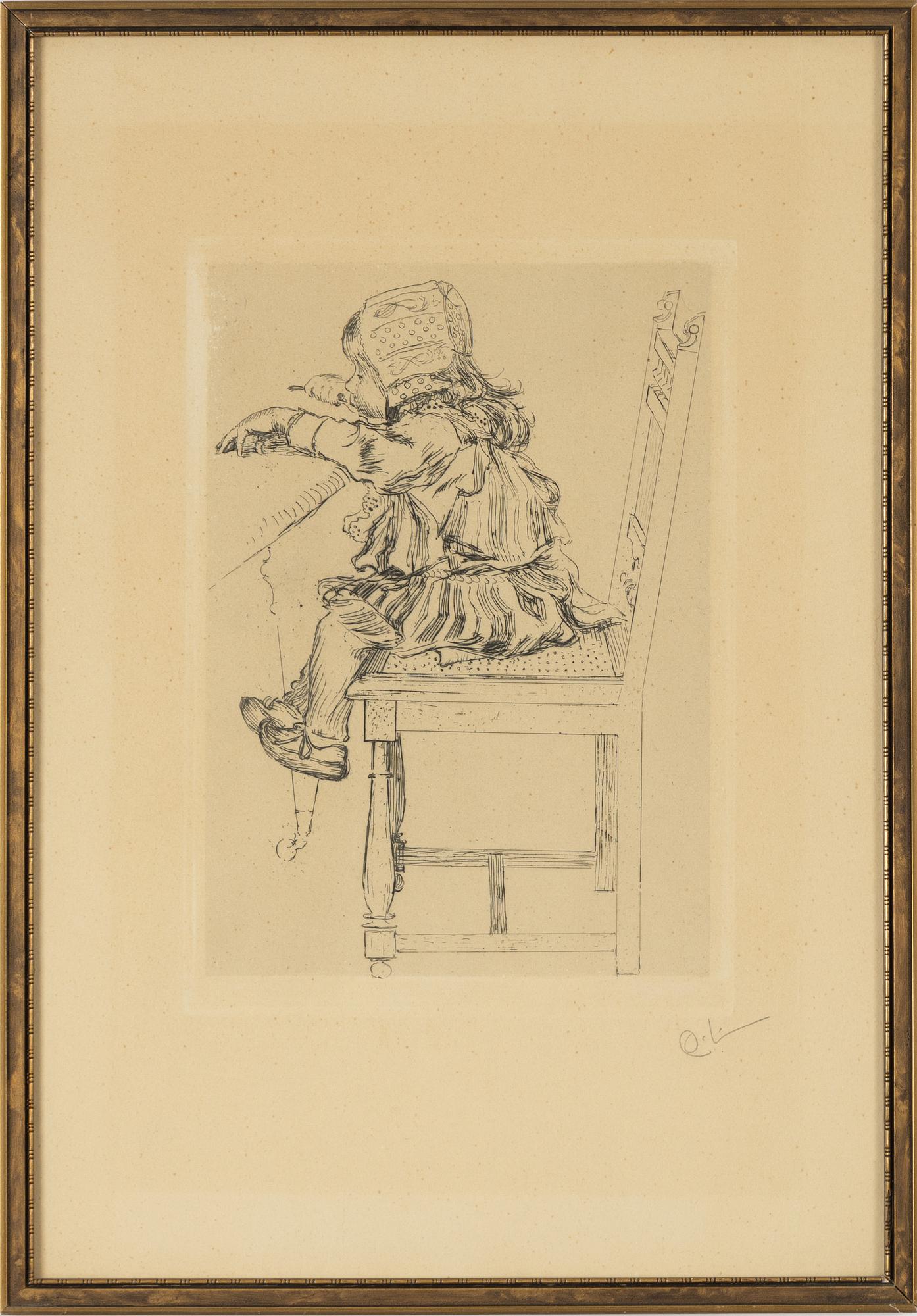 Carl Larsson, etching, 1894, signed in pencil.