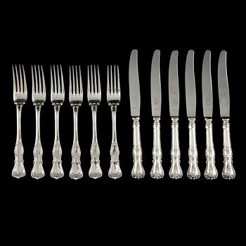 BESTICKSERVIS, 18 delar, silver, "Prins Albert" CG Hallberg, Stockholm 1948-1950. Totalvikt 1600 g.
