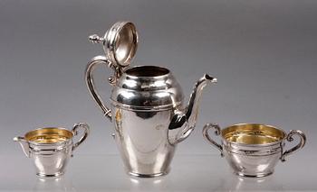 KAFFESERVIS, 3 delar, silver, Anders Emanuel Wahlberg, Sundsvall, 1929.