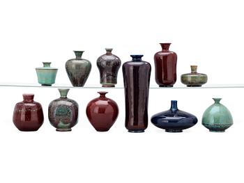 726. A set of eleven Berndt Friberg stoneware vases, Gustavsberg Studio 1962-76.