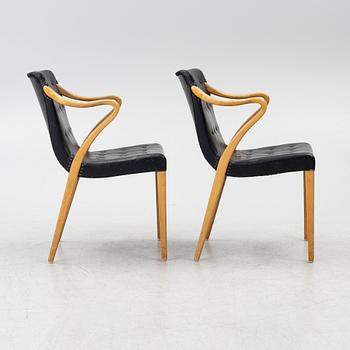 Axel Larsson, karmstolar ett par, möjligen modell 1208, Svenska Möbelfabrikerna, Bodafors, 1930-tal.