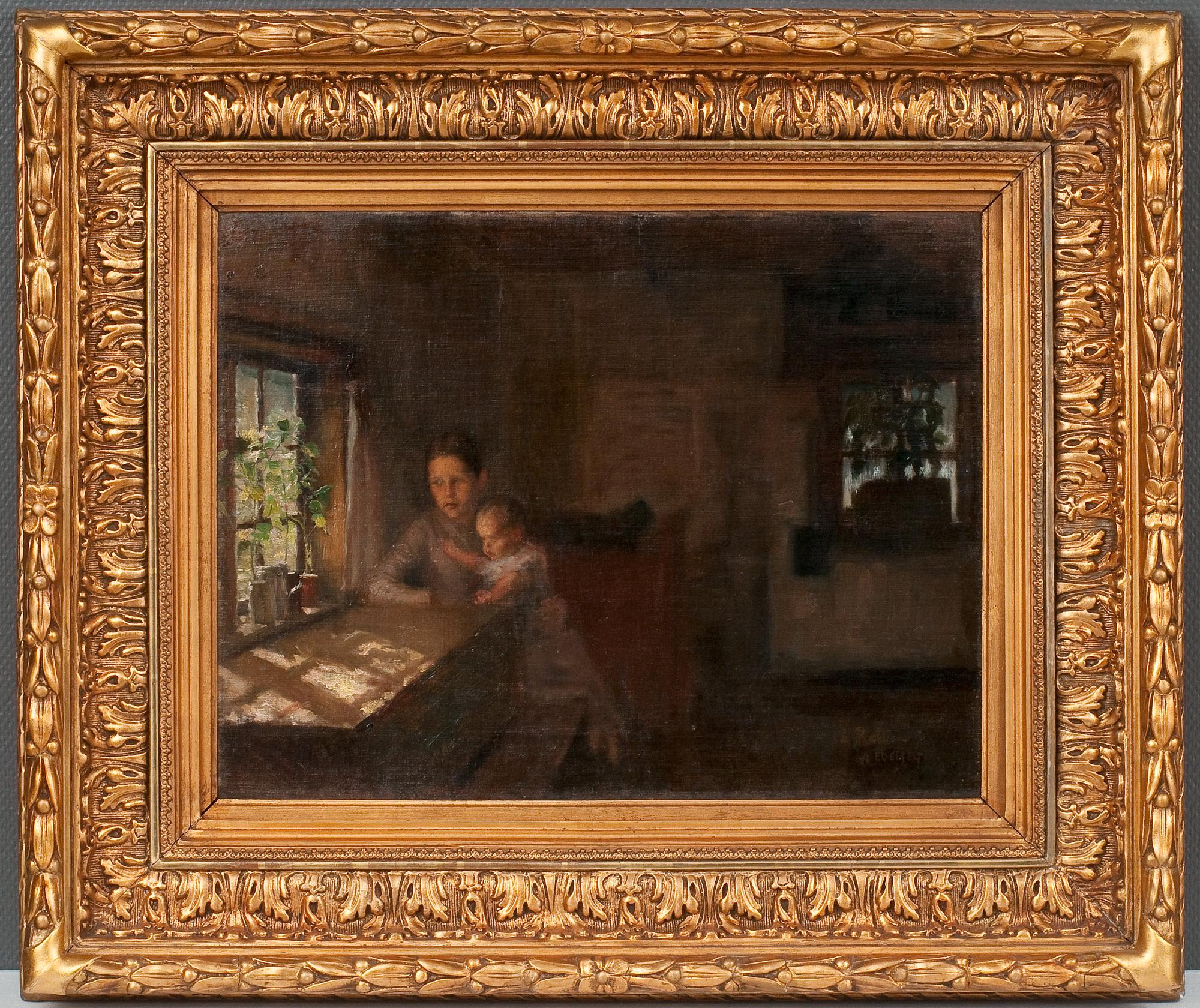 ALBERT EDELFELT, HARJOITELMA TEOKSEEN "SISÄKUVA UUSMAALAISESTA TALONPOIKAISTUVASTA".