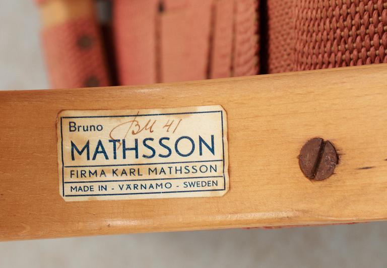 BRUNO MATHSSON, arbetsstol, Firma Karl Mathsson, Värnamo 1940-tal.