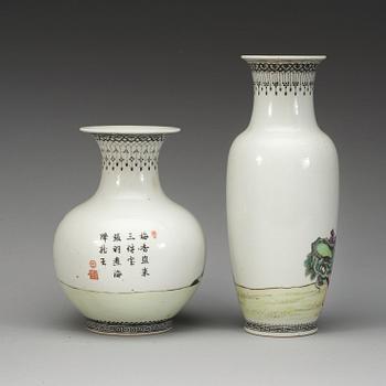 Two famille rose vases, Republic, first half of 20th Century.