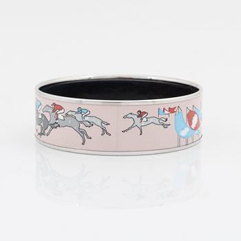 Hermès, a palladium plated and enamel horse race bangle.