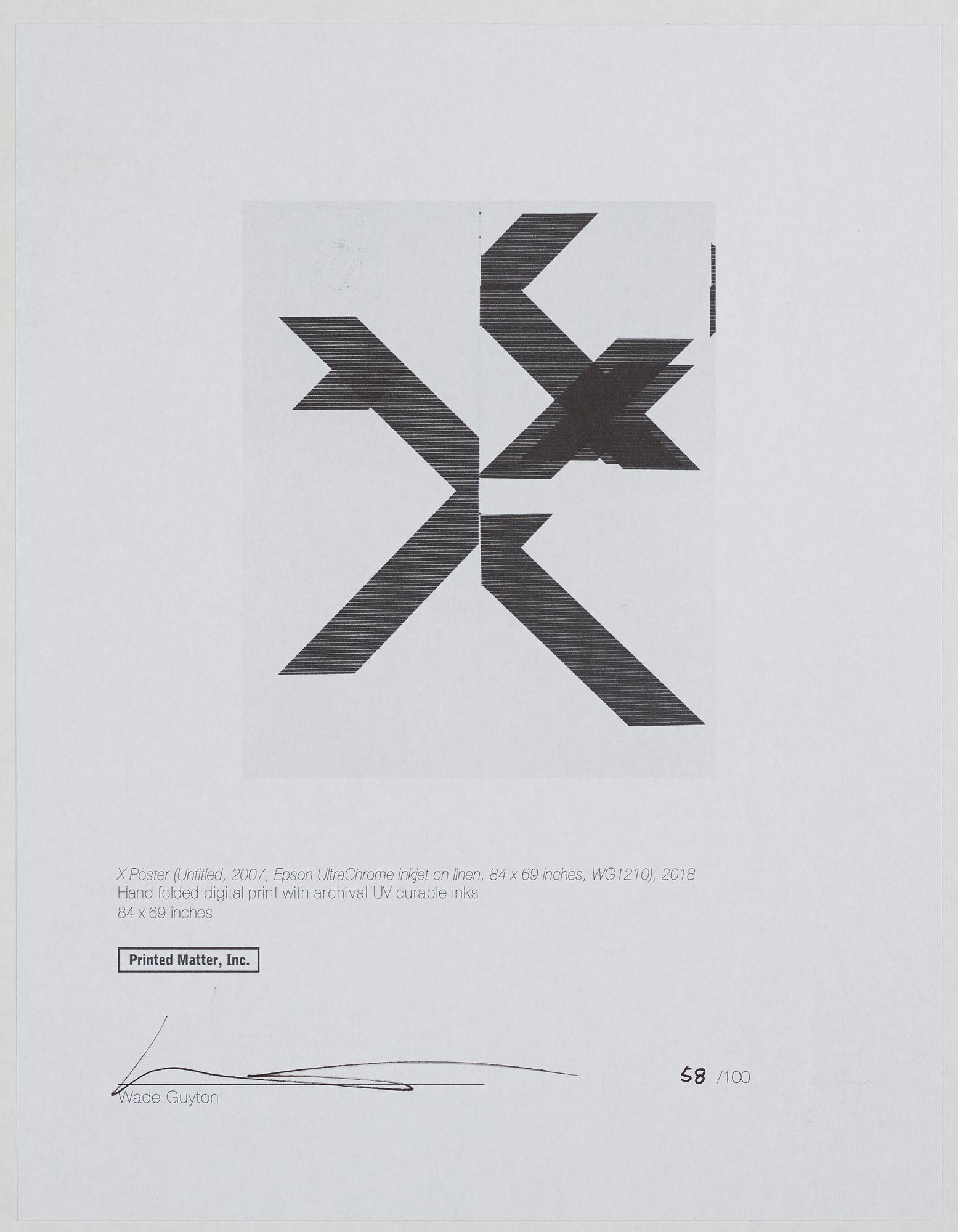 Wade Guyton, "X Poster (Untitled, 2007, Epson UltraChrome inkjet on linen 84 x 69 inches, WG1210)".