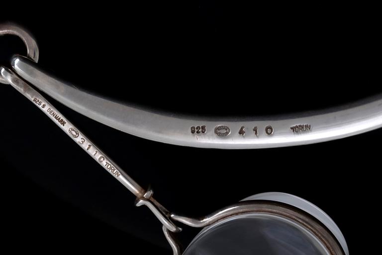 Vivianna Torun Bülow-Hübe. Necklace with pendant, sterling silver and rock crystal or glass.