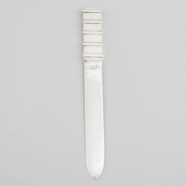 W.A. Bolin, a silver letter opener, Stockholm 1944.