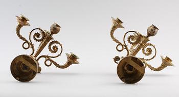 VÄGGAPPLIQUER, 1 par, brons, möjligen Frankrike, 1800-tal.