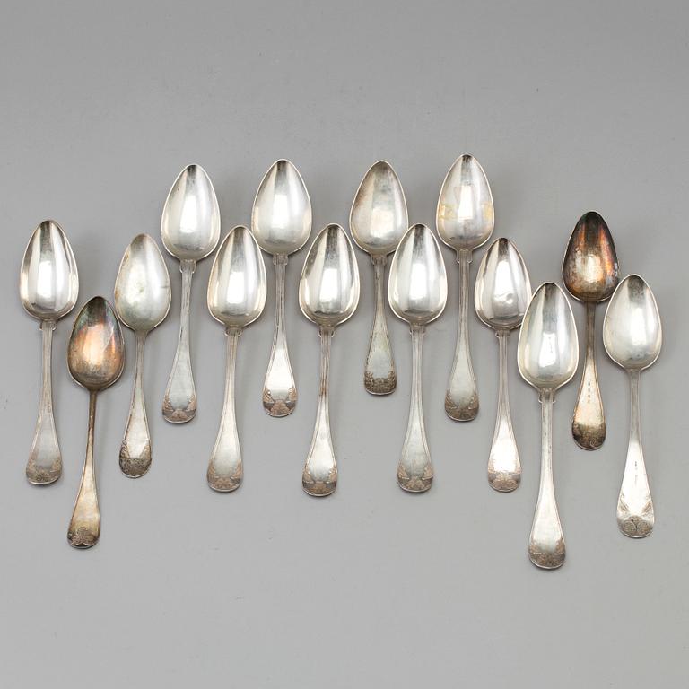 14 Swedish silver spoons from Gävle, 1838-73.