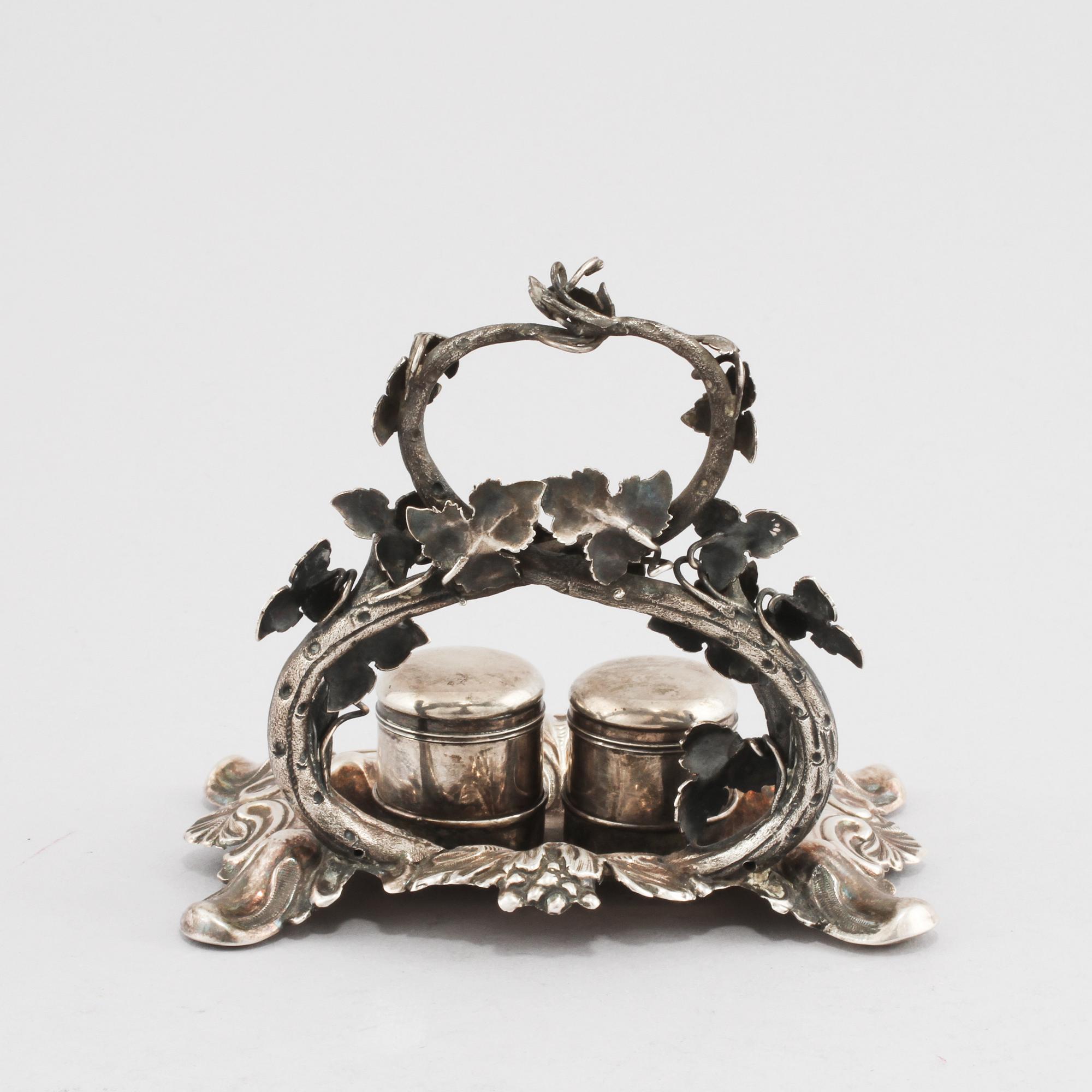 SKRIVSTÄLL, silver, svenska importstämplar, omkring år 1900.