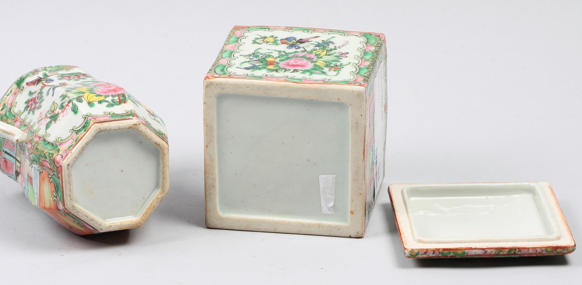 LOCKASK SAMT KANNA, porslin, 1800-tal.