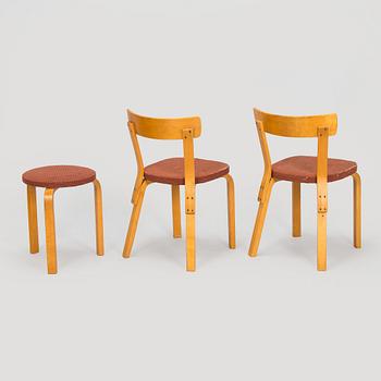 Alvar Aalto, tuolipari malli 69 ja jakkara malli 60, O.Y. Huonekalu- ja Rakennustyötehdas A.B. 1900-luvun puoliväli.