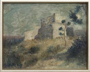 JOSÉ MANGE, olja på pannå, signerad.