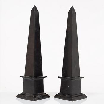 A pair of Obelisks, 20th century.
