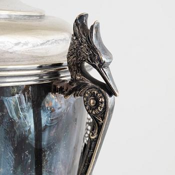 C.R. Carlström, brännvinskylare, nysilver, tidigt 1900-tal.