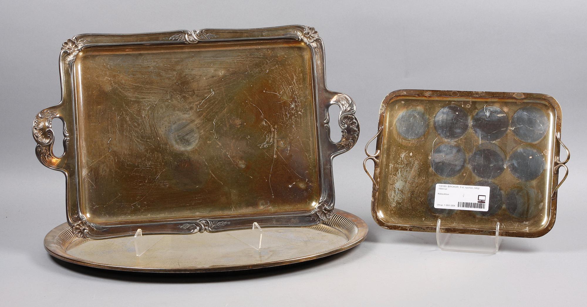 BRICKOR, 3 st, nysilver, tidigt 1900-tal.
