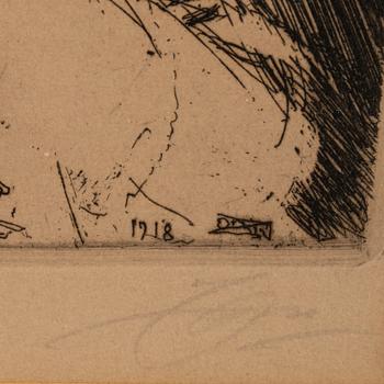 Anders Zorn, etching, signed Zorn in pencil.