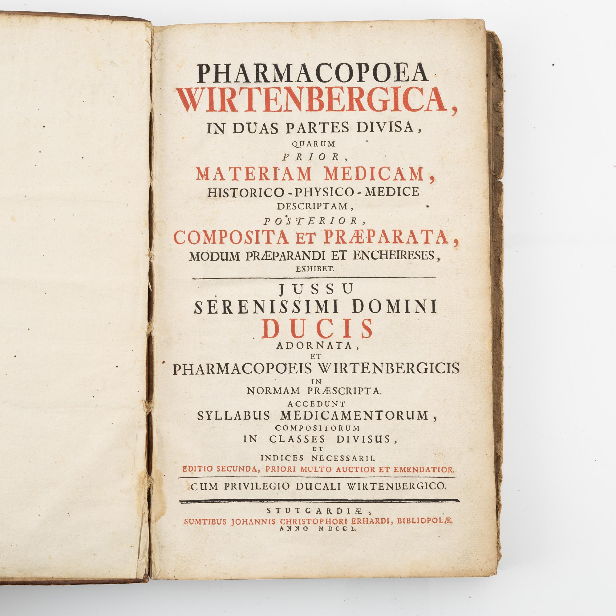Pharmacopoea Wirtenbergica, 1750.