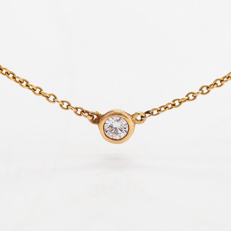 Tiffany & Co, Elsa Peretti, collier, "Diamonds by the Yard", 18K guld med en diamant ca 0.05 ct.