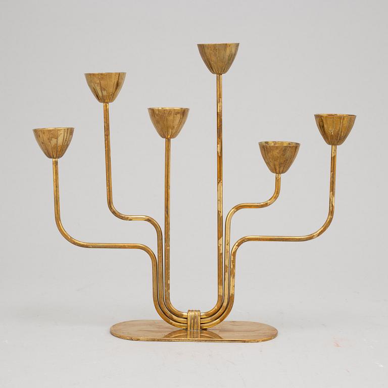 Gunnar Ander, a brass six-light candelabra from Ystad Metall.
