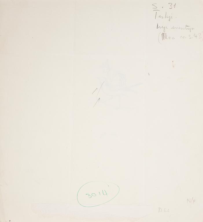 BJÖRN BERG, two ink drawings "Teskedsgumman" signed.