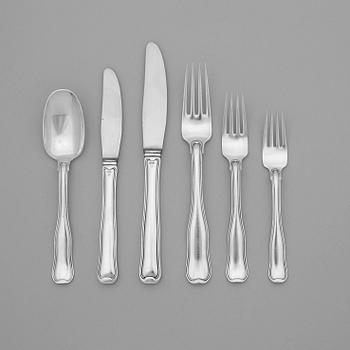 352. Harald Nielsen, a 64 pcs set of sterling and steel 'Old Danish' flatware, Georg Jensen, Denmark 1945-77.